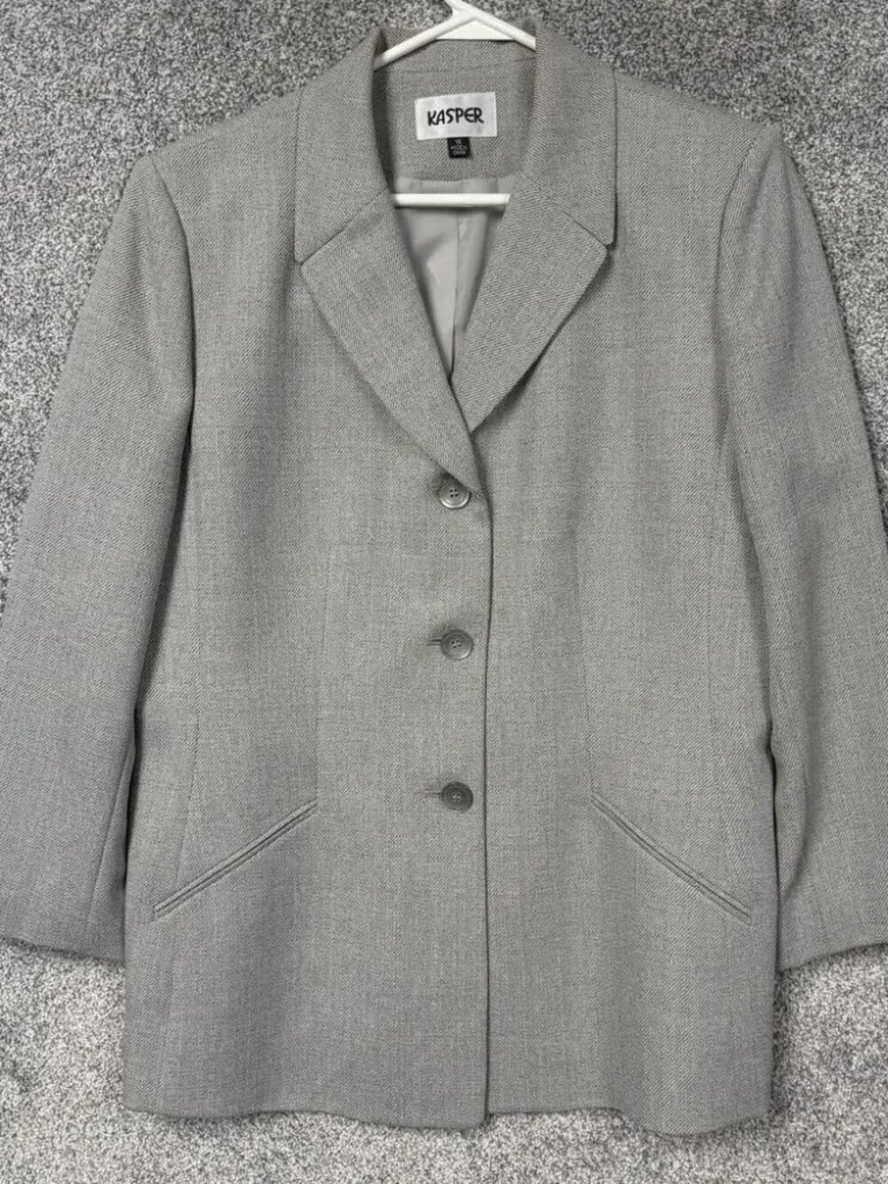 Kasper Blazer 14 Three Button Lined Suit Jacket Career Office Chic Classic